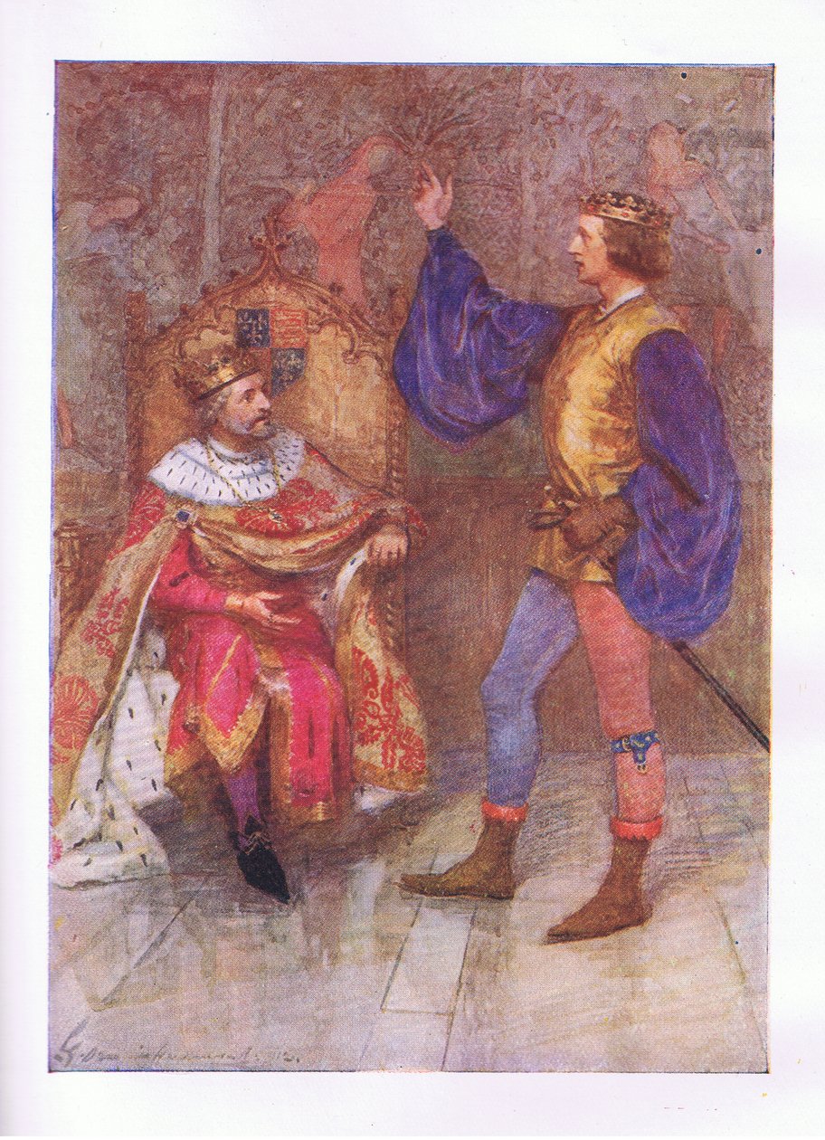 Og jeg vil dø hundre tusen dødsfall før jeg bryter den minste pakken av dette løftet (Kong Henry IV), fra The Complete Works of Shakespeare utgitt av George Harrap & Co Ltd, 1920-tallet av Hans Holbein der Jüngere