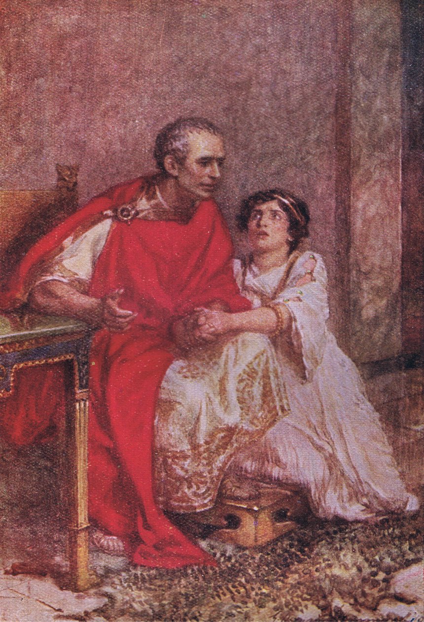 Feige dør mange ganger før deres død: De tapre smaker aldri døden men en gang (Julius Caesar), fra The Complete Works of Shakespeare utgitt av George Harrap & Co Ltd, 1920-tallet av Hans Holbein der Jüngere