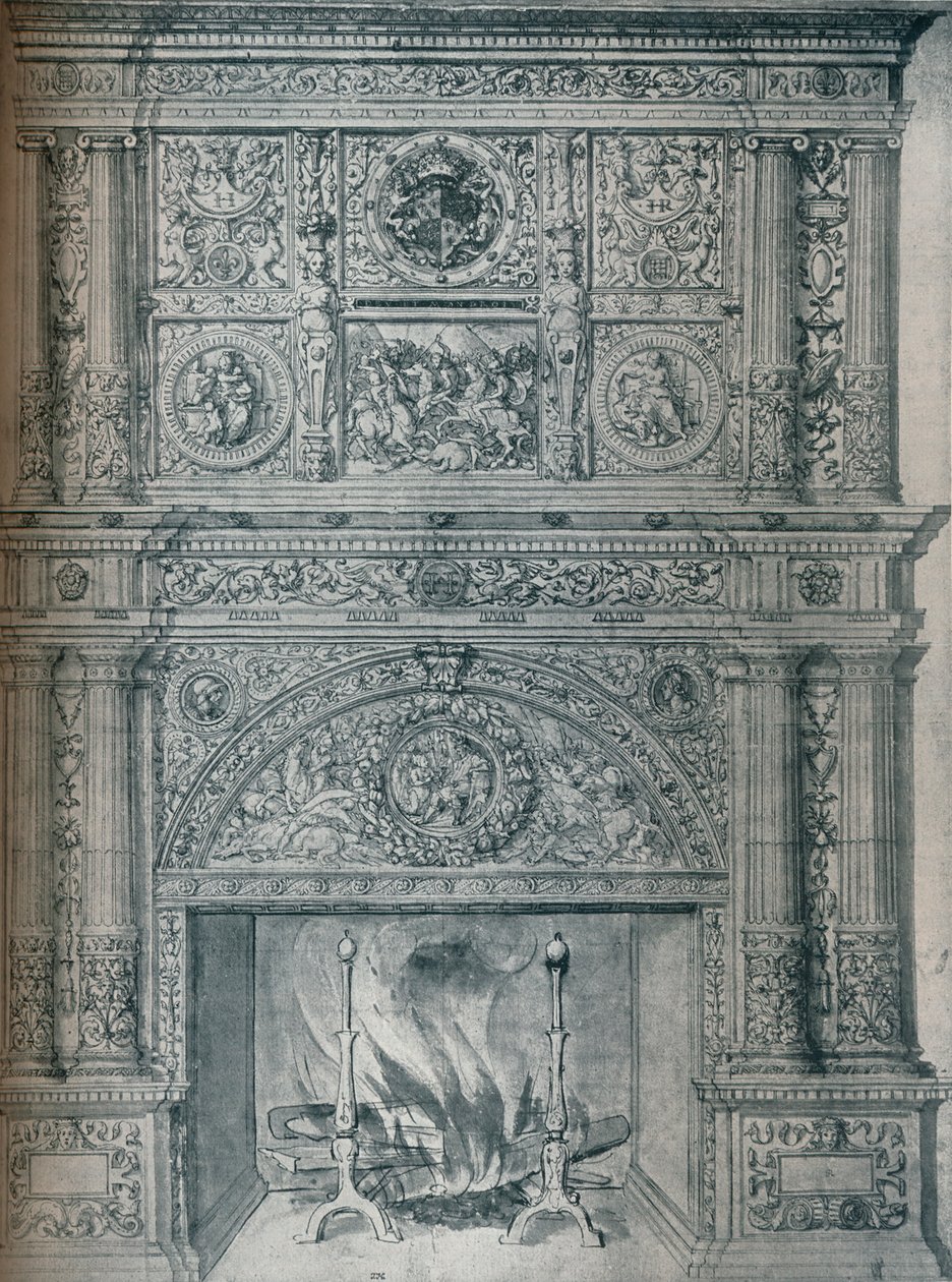 Tegning av skorsteinsstykke, c1537 av Hans Holbein der Jüngere