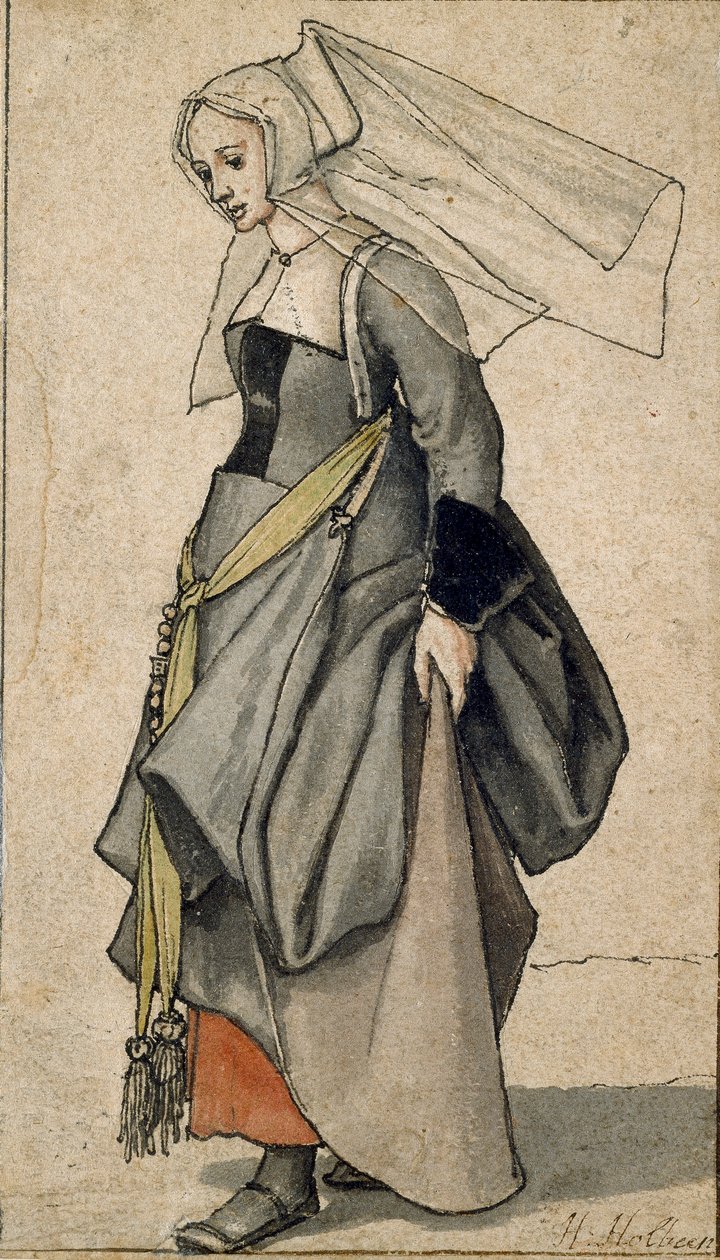 Figur av en ung engelsk kvinne i moderne kjole, 1532-1543 av Hans Holbein der Jüngere