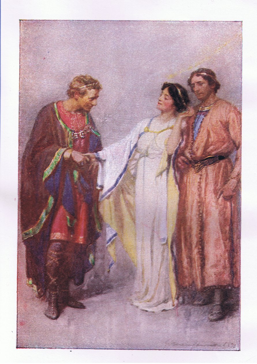Hvordan sier du? Min fange eller min gjest? (The Winters Tale), fra The Complete Works of Shakespeare utgitt av George Harrap & Co Ltd, 1920-tallet av Hans Holbein der Jüngere