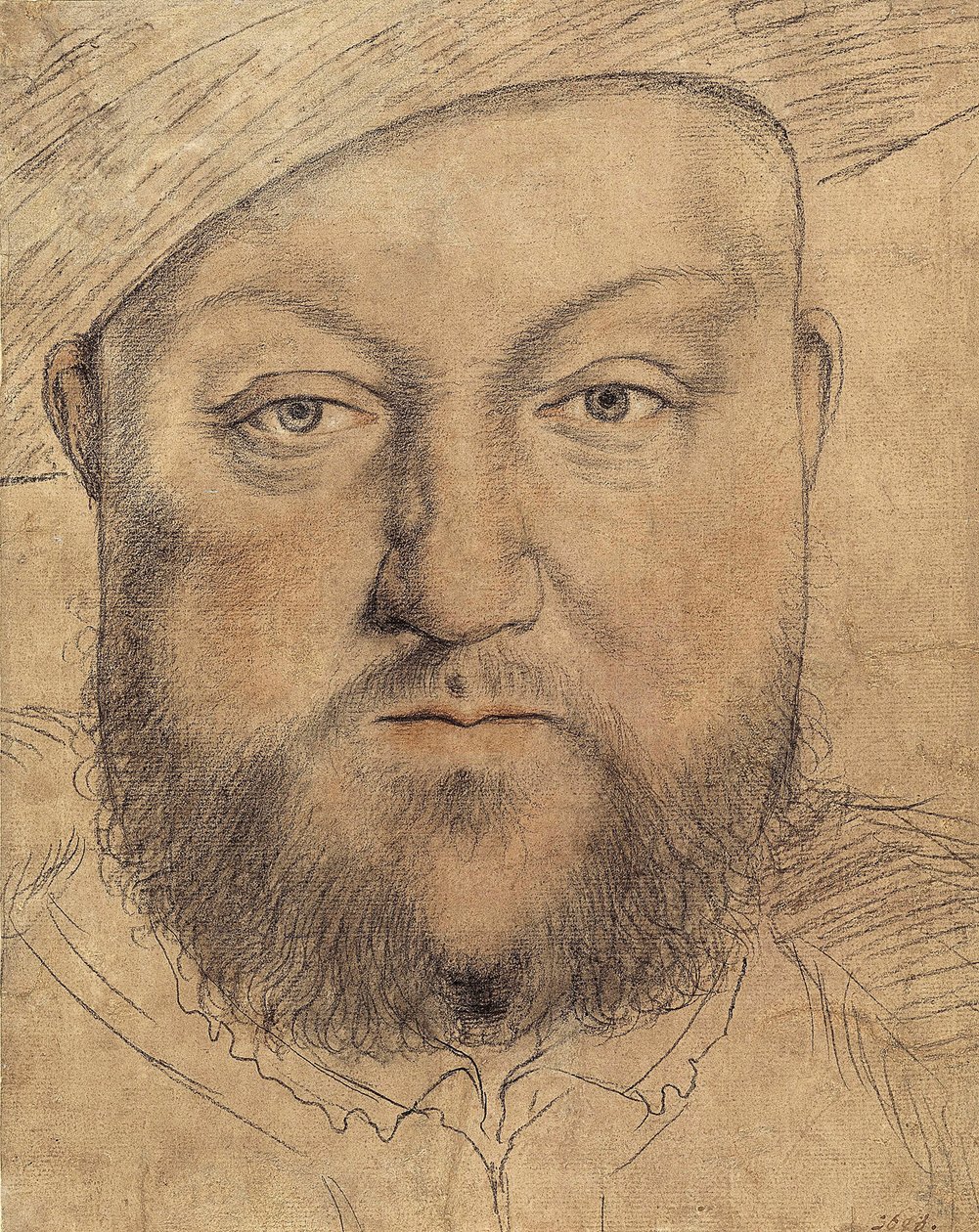 Portrett av kong Henry VIII (Henri VIII) av England av Holbein, Hans, den yngre (1497-1543), ca. 1540 - Kull, pastell og sangvin på papp - Staatliche Graphische Sammlung, München av Hans Holbein der Jüngere