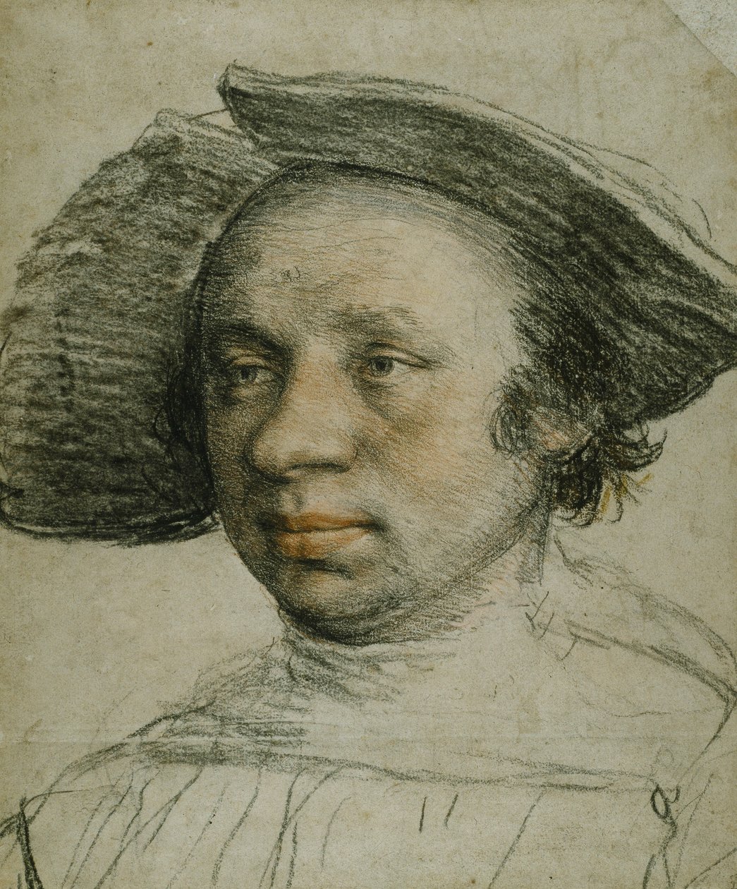 Portrett av en ungdom i en bredbremmet hatt, ca. 1524-26 (kritt på papir) av Hans Holbein der Jüngere