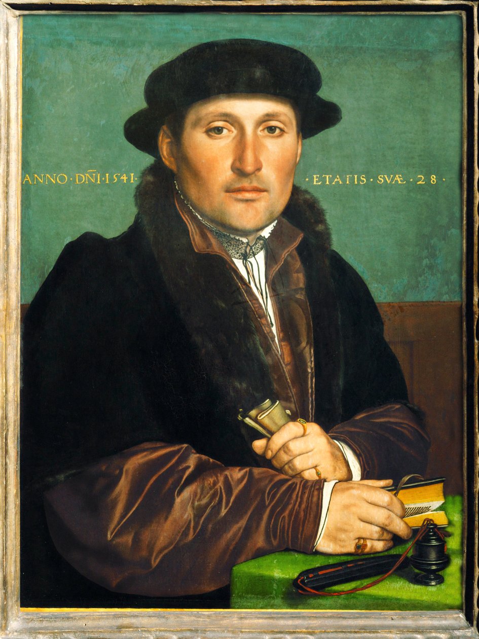 Portrett av en ung kjøpmann, sannsynligvis Nürnberg-patricieren Hans von Muffel, 28 år gammel (maleri på eik) av Hans Holbein the Younger