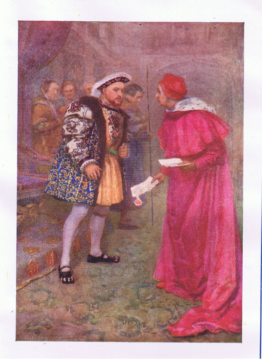 Les om dette? og så til frokost med hvilken appetitt du har (King Henry VIII), fra The Complete Works of Shakespeare utgitt av George Harrap & Co Ltd, 1920-tallet av Hans Holbein der Jüngere