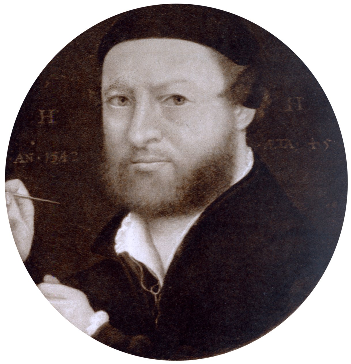 Selvportrett i en alder av 45, 1542, 1936. av Hans Holbein der Jüngere
