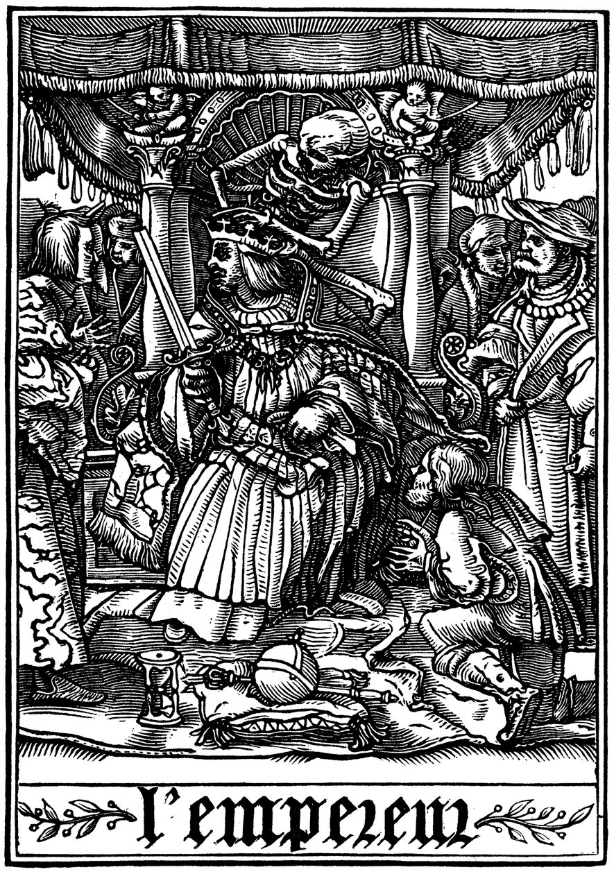Keiseren besøkt av døden, 1538 av Hans Holbein der Jüngere