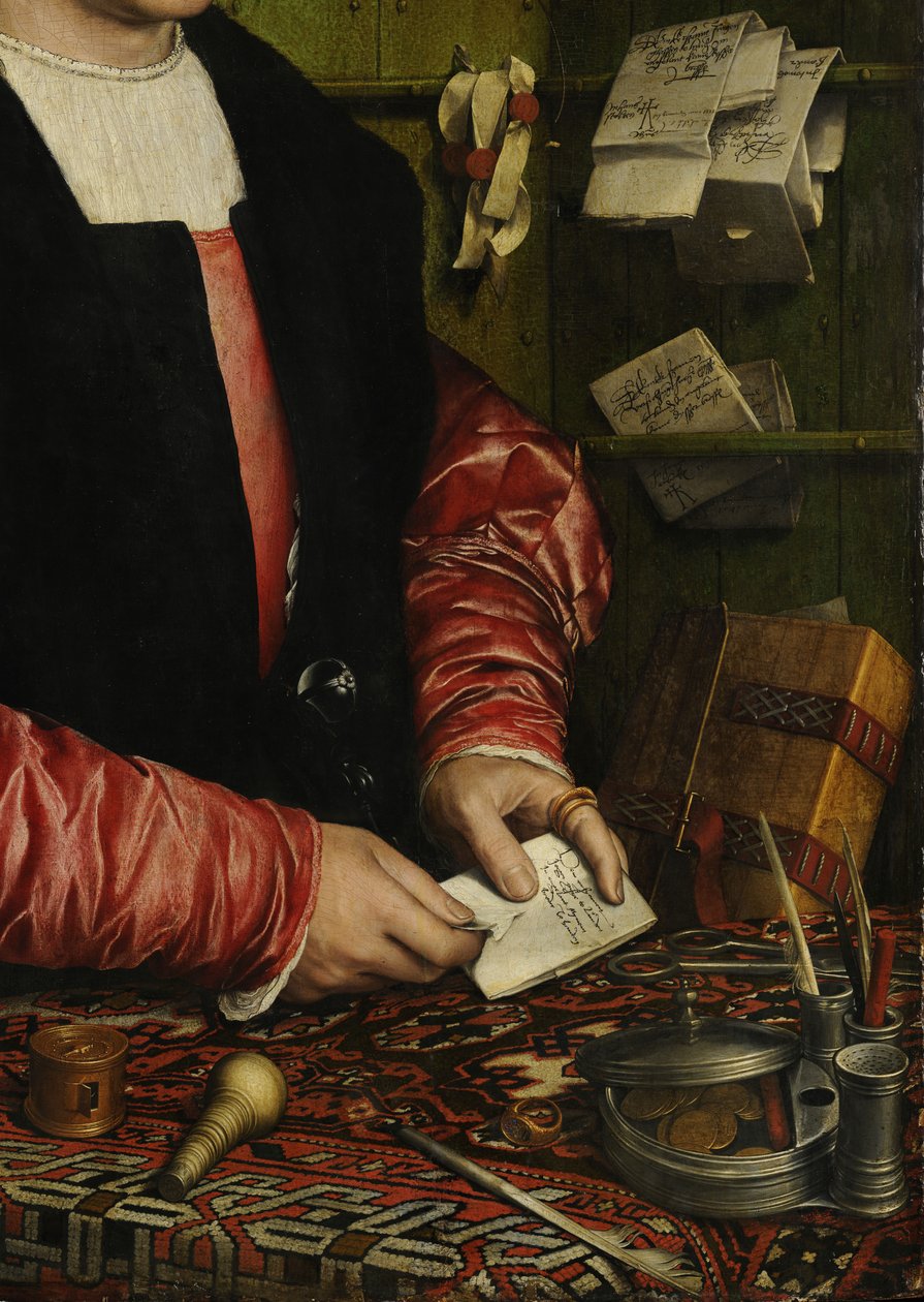 Kjøpmannen Georg Gisze detalj, 1532 av Hans Holbein der Jüngere