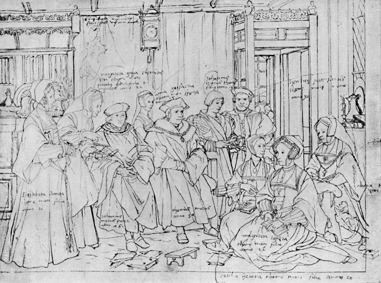 The More Family, fra skissen av Holbein ved Basel Museum, 1527, 1903 av Hans Holbein der Jüngere