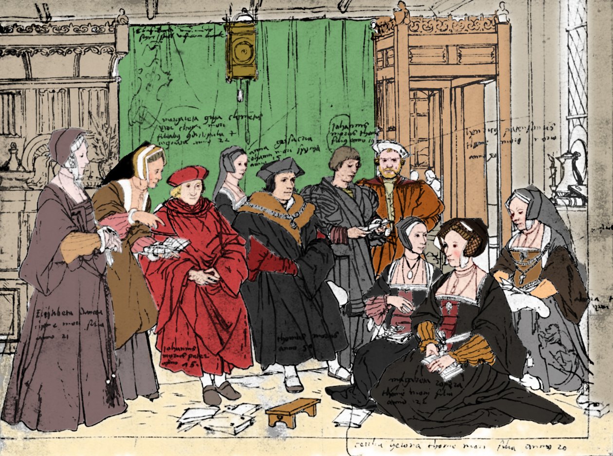 The More Family, fra skissen av Holbein ved Basel Museum, 1527, 1903 av Hans Holbein der Jüngere