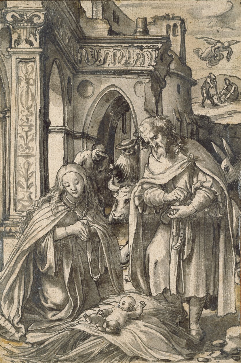 Fødselen, tidlig på 1500-tallet av Hans Holbein der Jüngere