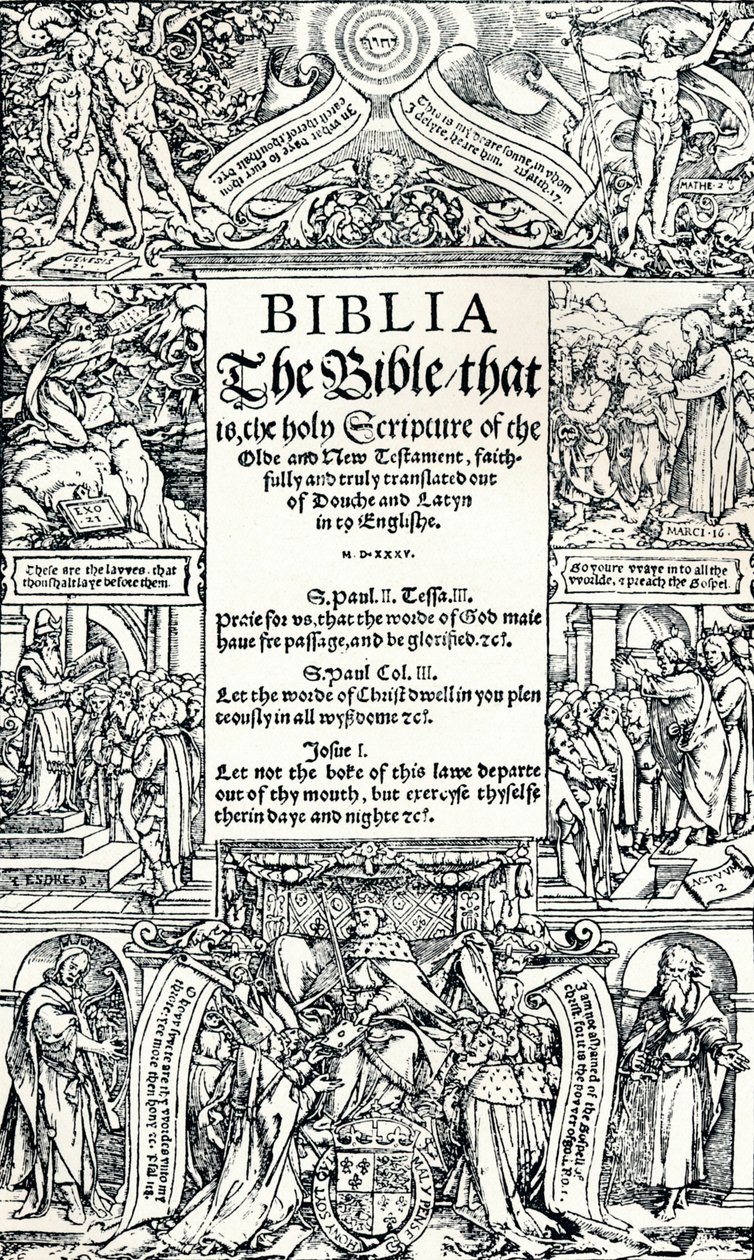 Tittelside til Coverdales English Bible, 1535 av Hans Holbein der Jüngere