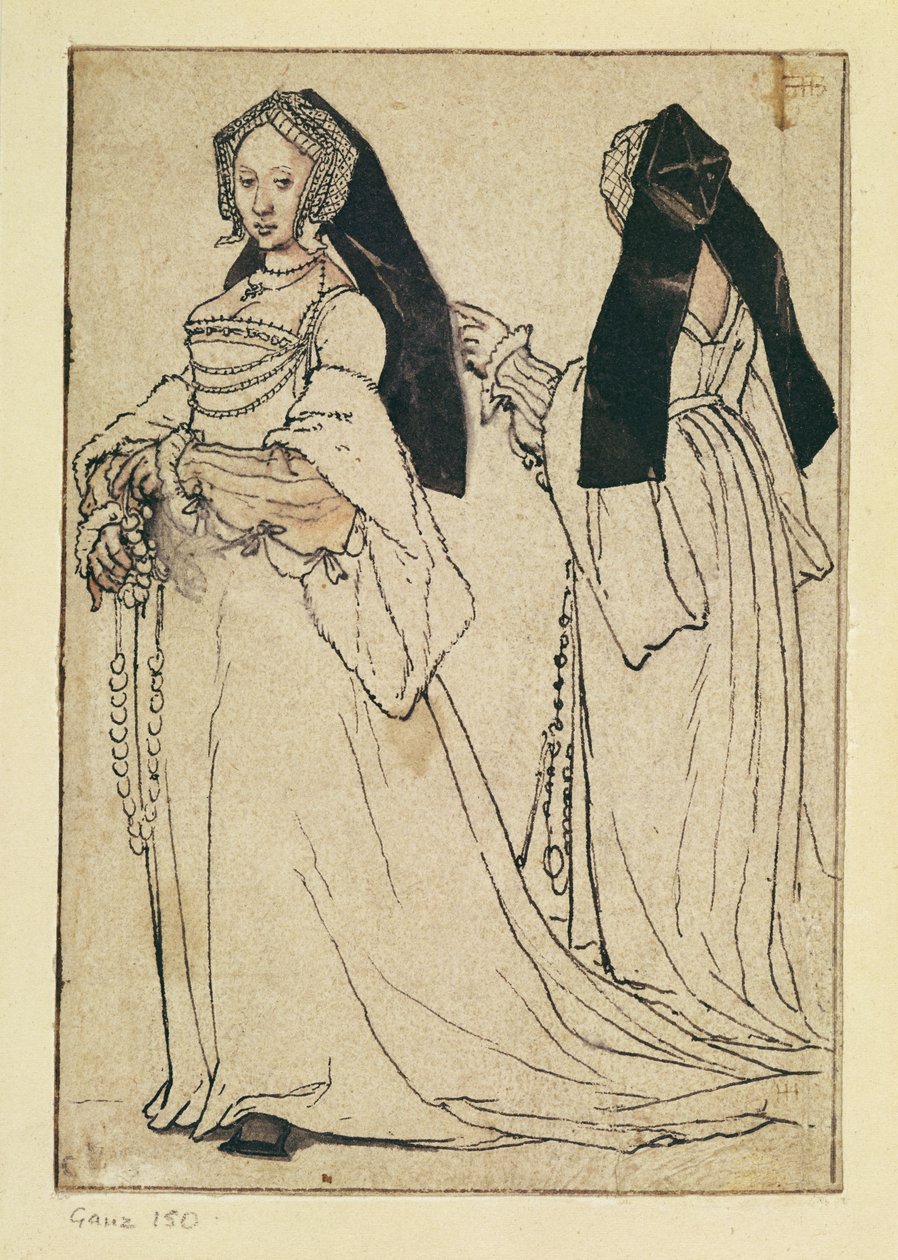 To visninger av en kvinne med engelsk hette, ca. 1528-30 av Hans Holbein der Jüngere