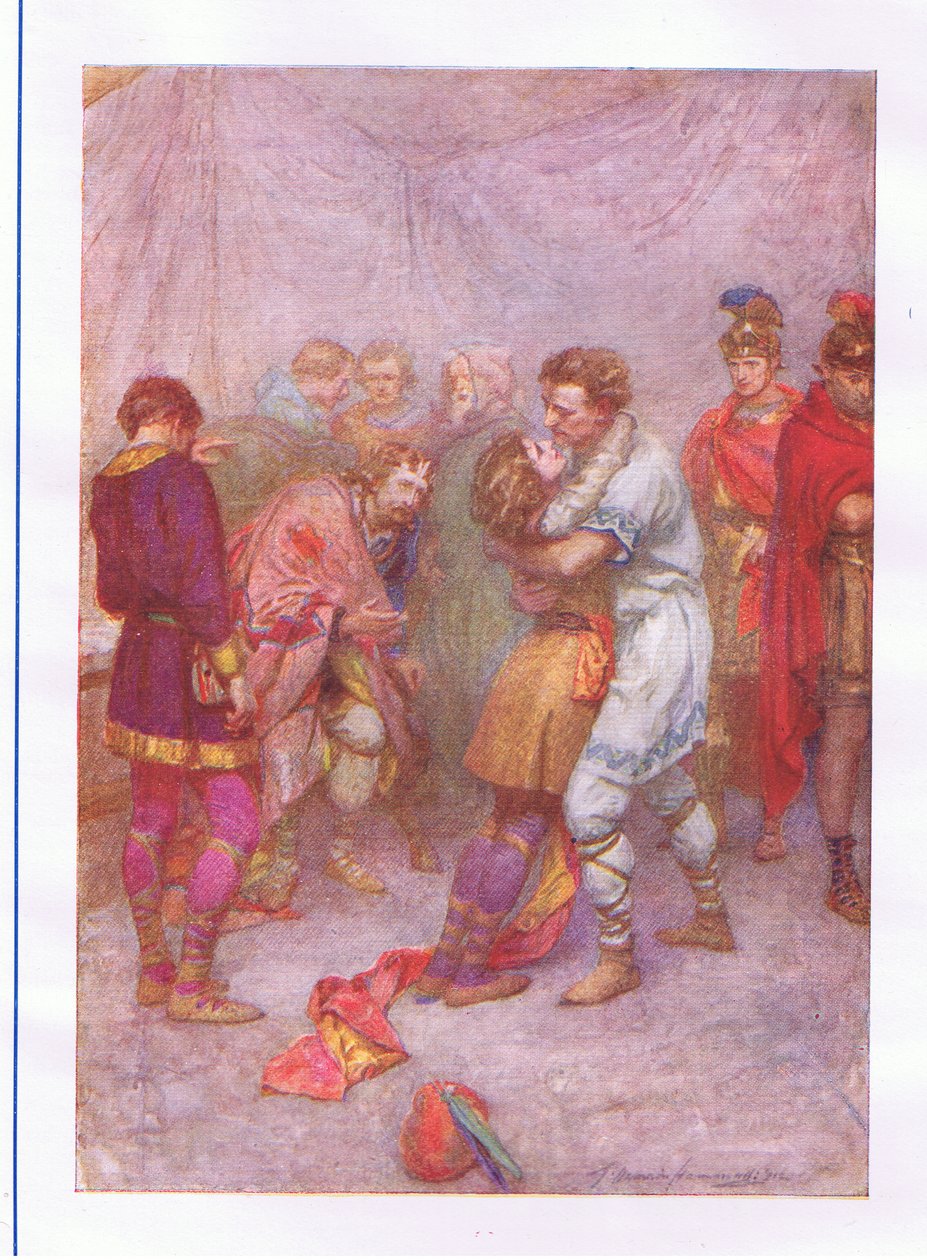 Hvorfor kastet du din gifte dame fra deg? (Cymbeline), fra The Complete Works of Shakespeare utgitt av George Harrap & Co Ltd, 1920-tallet av Hans Holbein der Jüngere