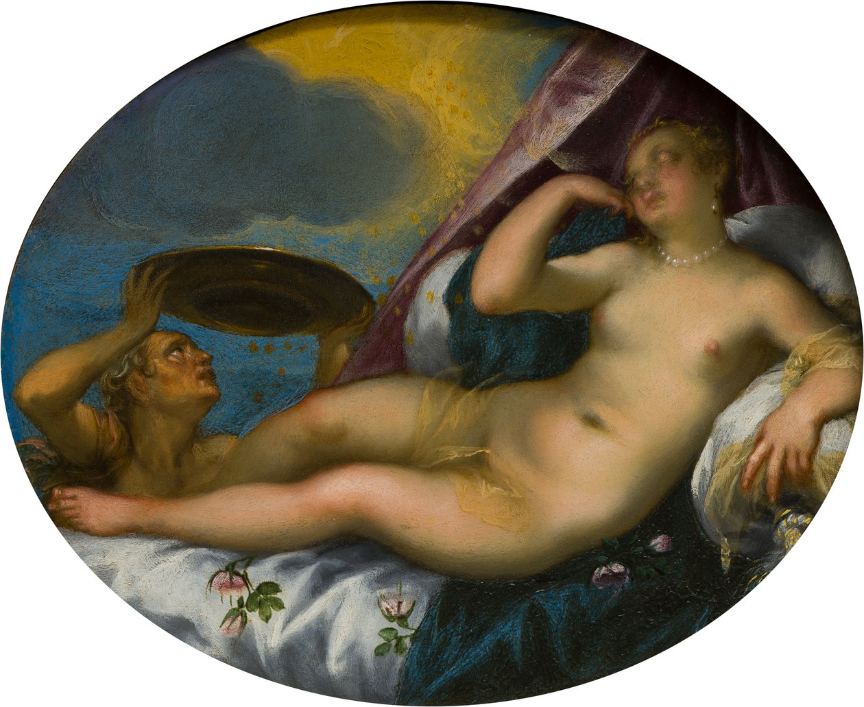 Danae and the Show of Gold, c.1584-1625 (ulei pe pânză)norvegian av Hans I or Johann Rottenhammer