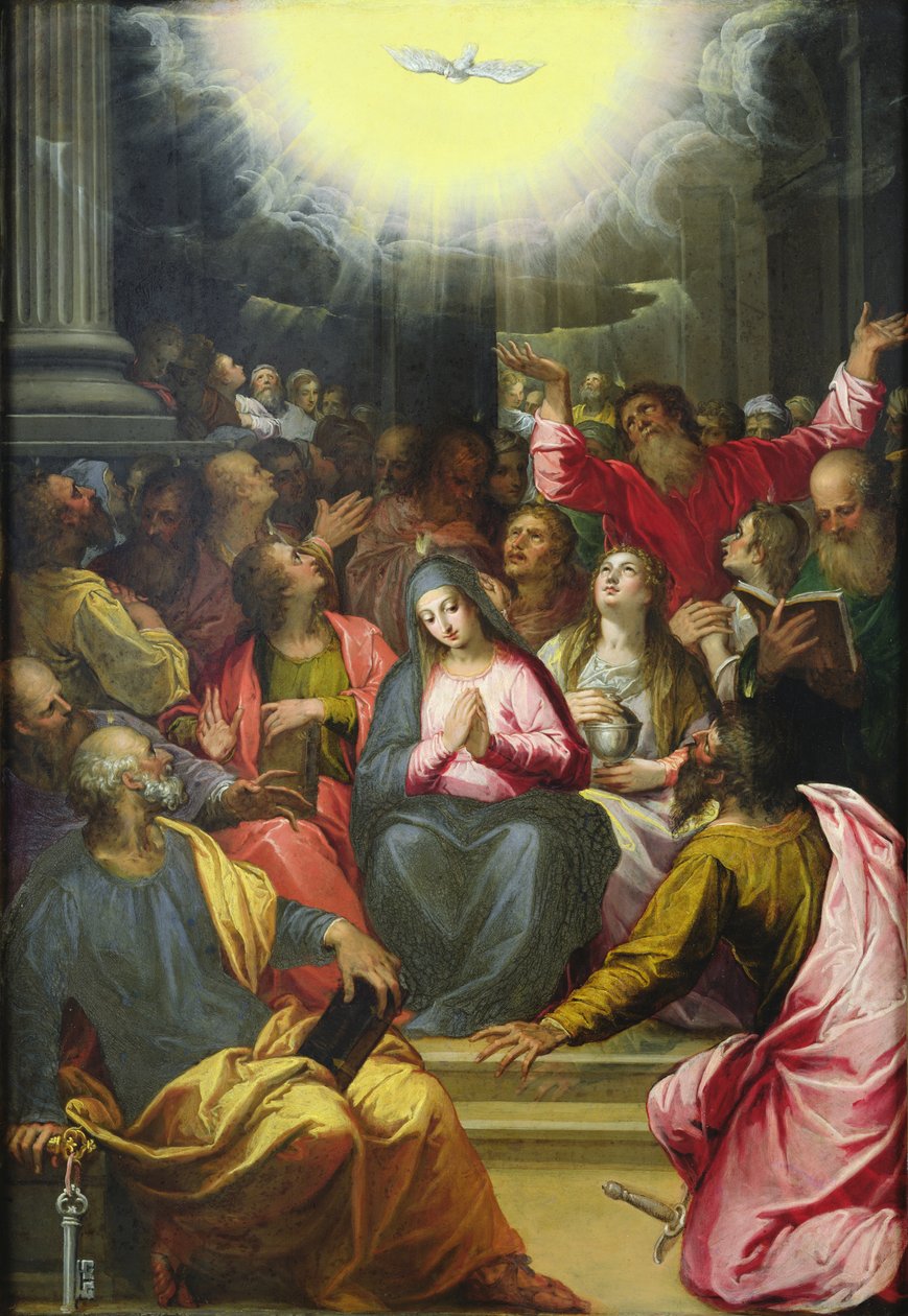 The Descent of the Holy Spirit, 1594-95 (olje på kobber) av Hans I or Johann Rottenhammer