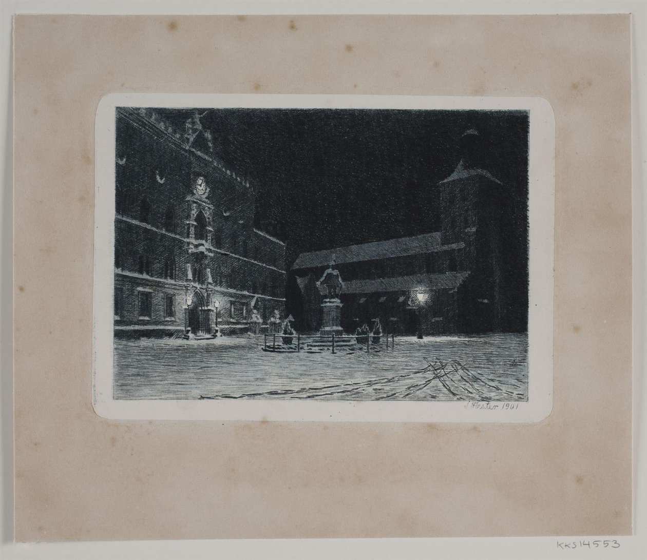 Torget ved St. Knuds kirke i Odense. Kveld av Hans Julius Fæster