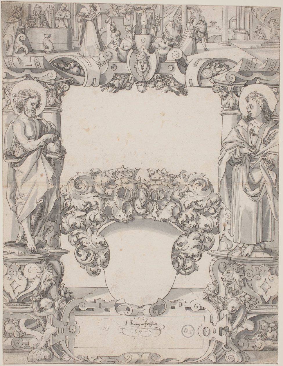 Glassdesign med døperen Johannes og evangelisten Johannes av Hans Kaspar Lang the Elder