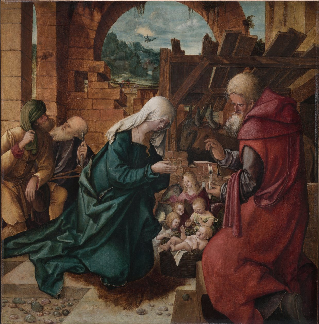 Tilbedelse av hyrdene, ca. 1510 (olje på tre) av Hans Leonard Schaufelein