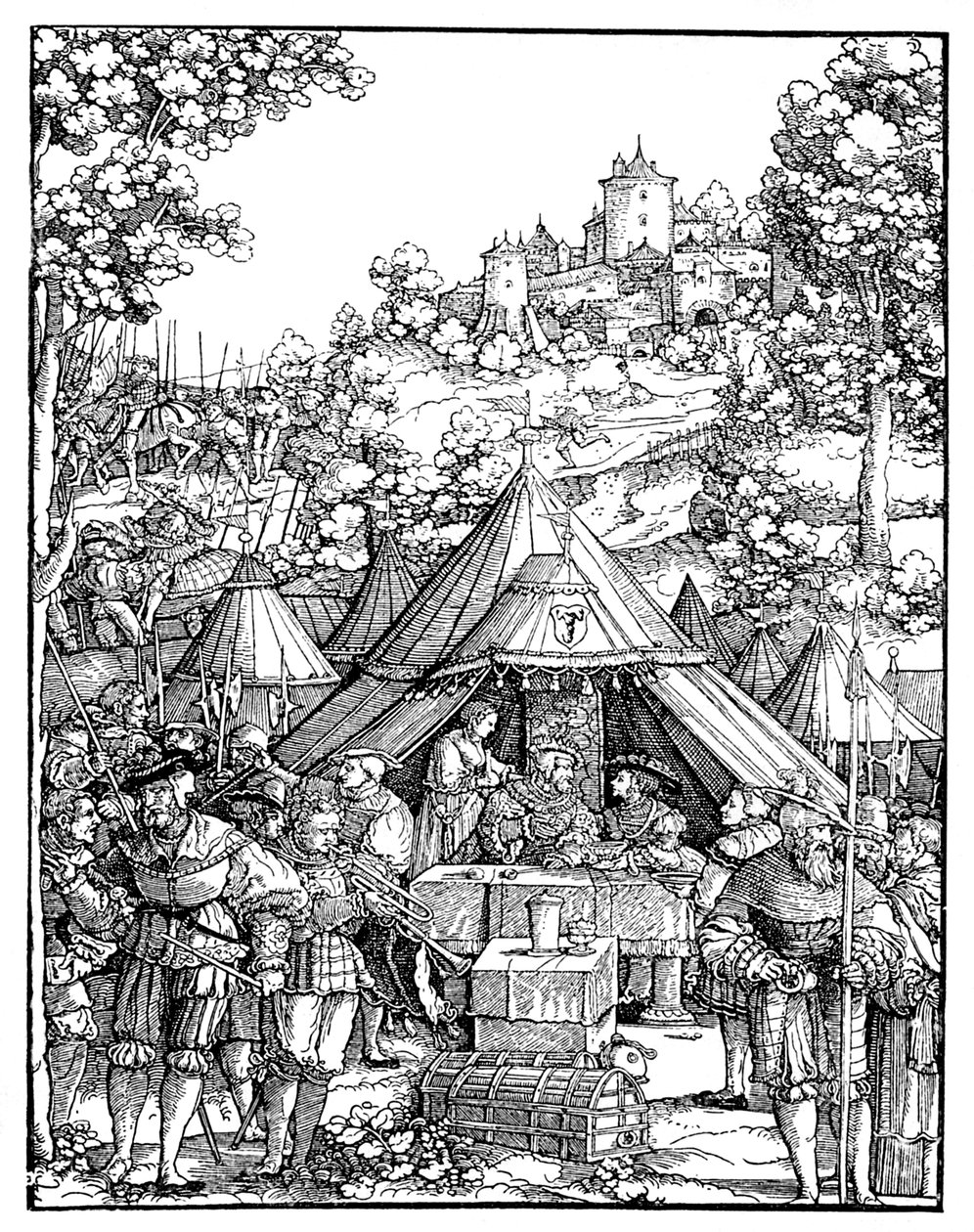 Charles V in a military camp av Hans Leonard Schaufelein