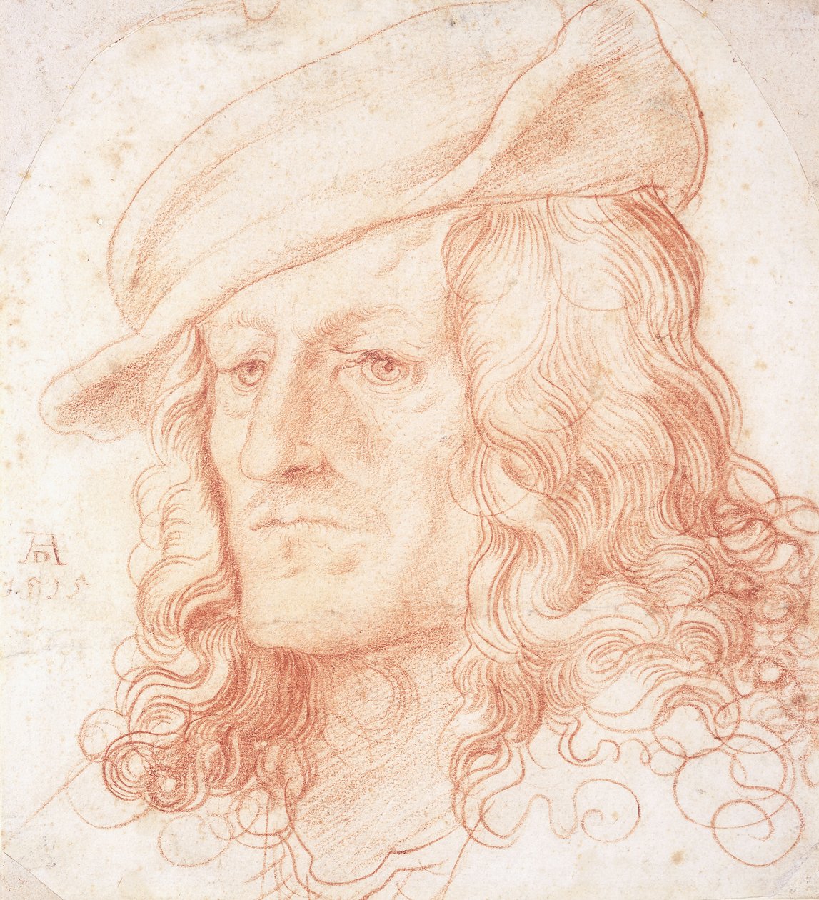 Portrett av en mann, med bystelengde, iført hatt, av Hans Leonard Schaufelein