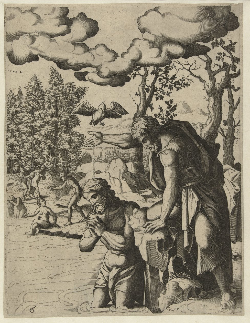 Kristi dåp The Life of John the Baptist (serietittel) av Hans Liefrinck (I) (attributed to)