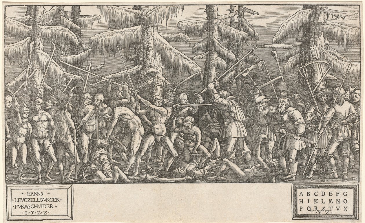 Slaget om de nakne menn og bønder av Hans Lützelburger, after Master NH
