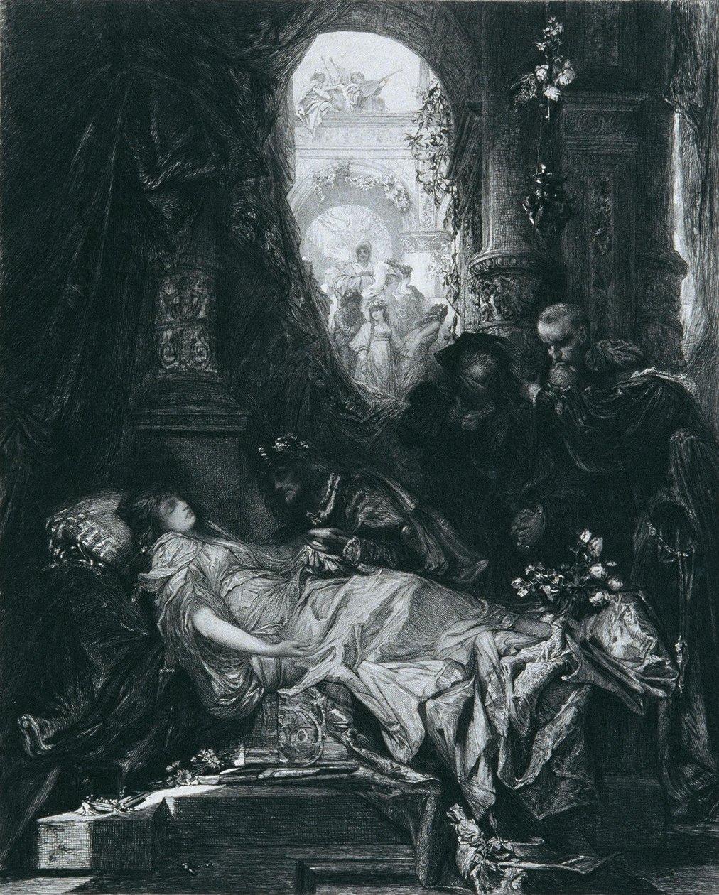 Den tilsynelatende døde Julia Capulet av Hans Makart