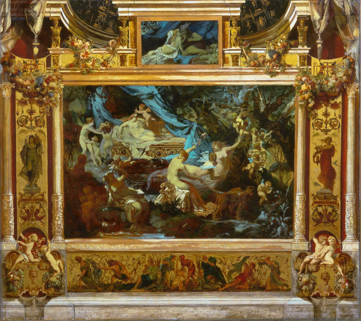 Design for Theatre Curtain A Midsummer Nights Dream, 1872 av Hans Makart