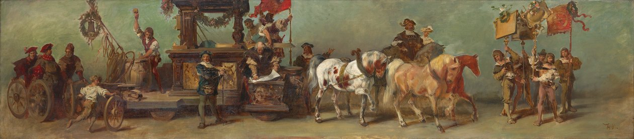 Utkast til festtoget 1879 - Tømrerne, tredreierne og bødkerne av Hans Makart
