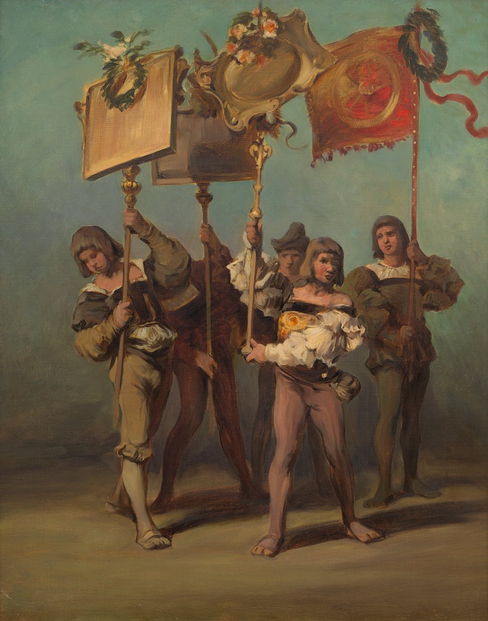 Utkast til festtoget i 1879 - Tømrerne sin fanebærer av Hans Makart