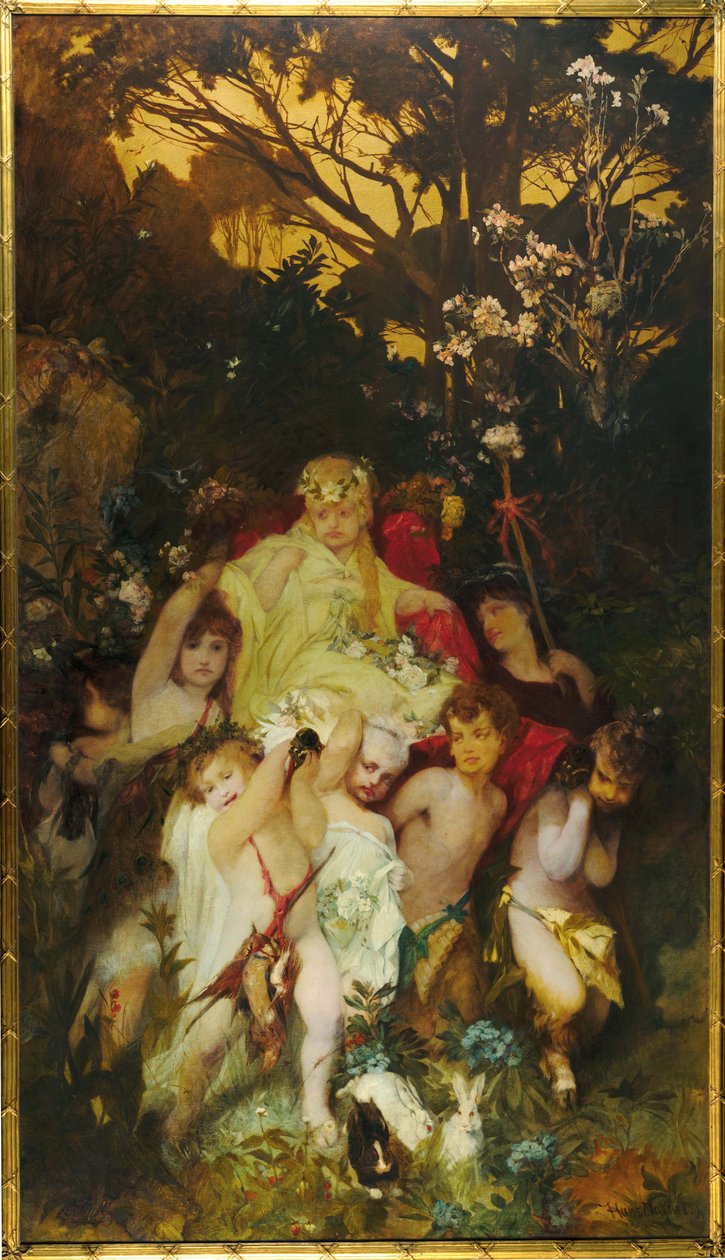Moderne Amoretti, Triptych, sentralpanel, 1868. av Hans Makart