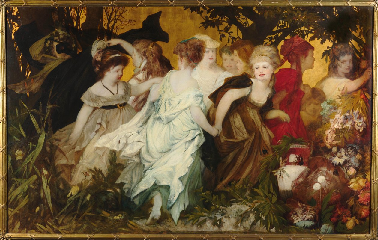 Moderne Amoretti, Triptych, venstre panel, 1868. av Hans Makart
