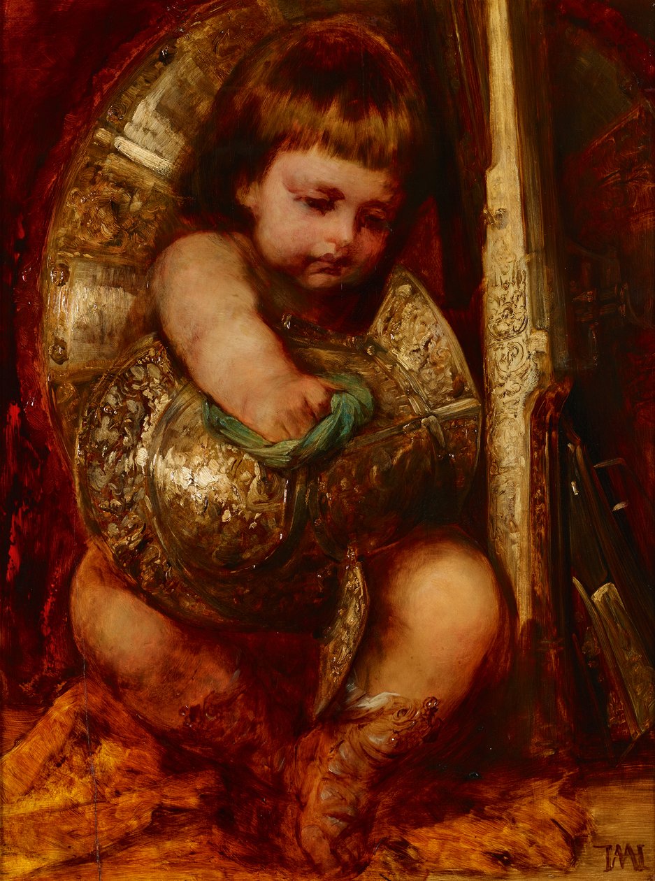 Putto renser våpnene til Mars av Hans Makart