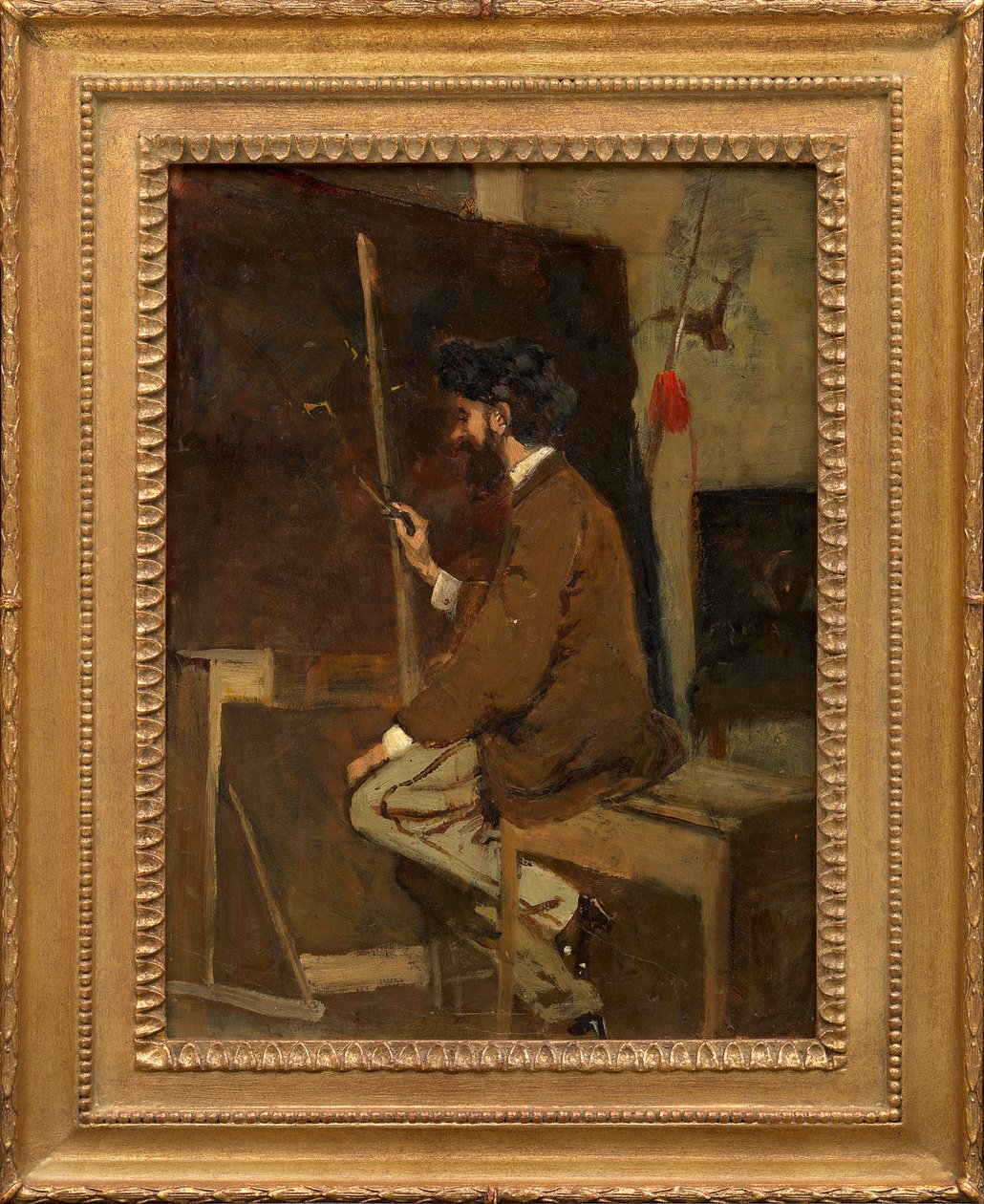 Selvportrett av Hans Makart foran et staffeli av Hans Makart