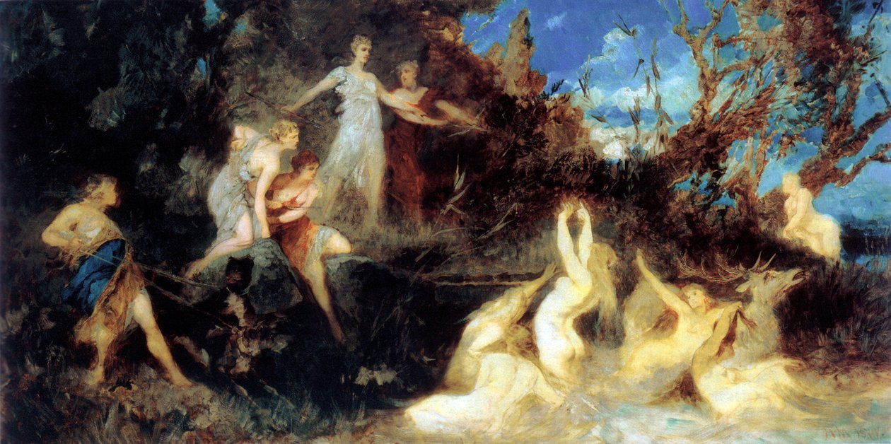 Jakten på Diana, studie, 1879. av Hans Makart