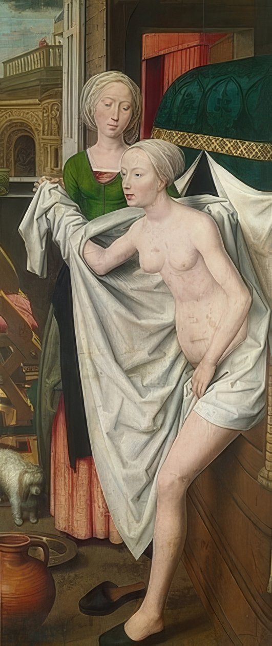 Bathsheba i badekaret. Rundt 1485 av Hans Memling