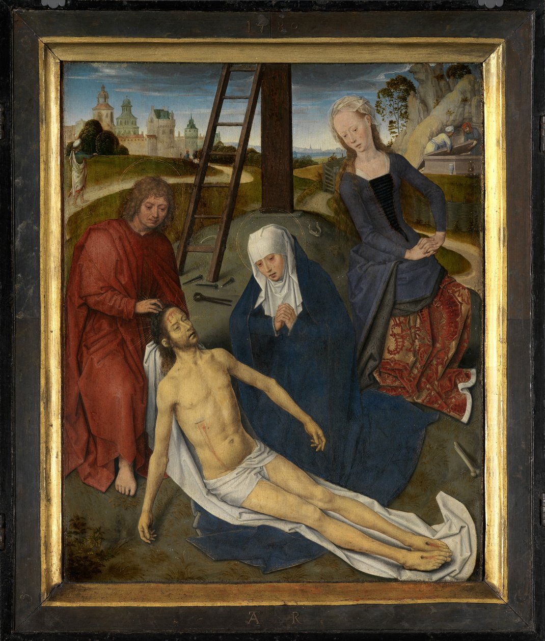 Sentralpanel av Triptych of Adriaan Reins av Hans Memling
