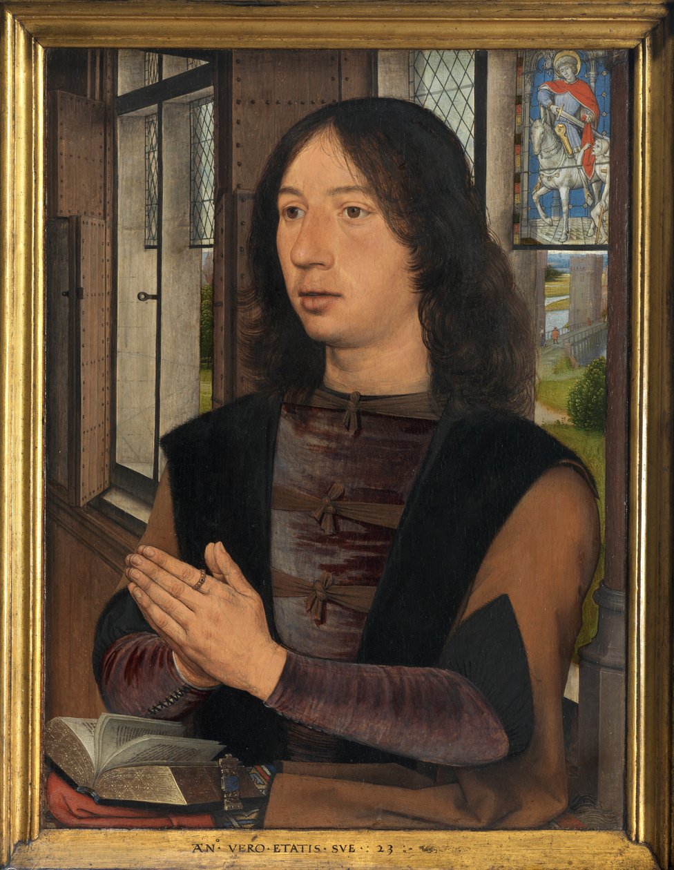 Detalj av diptyken til Maarten van Nieuwenhove av Hans Memling