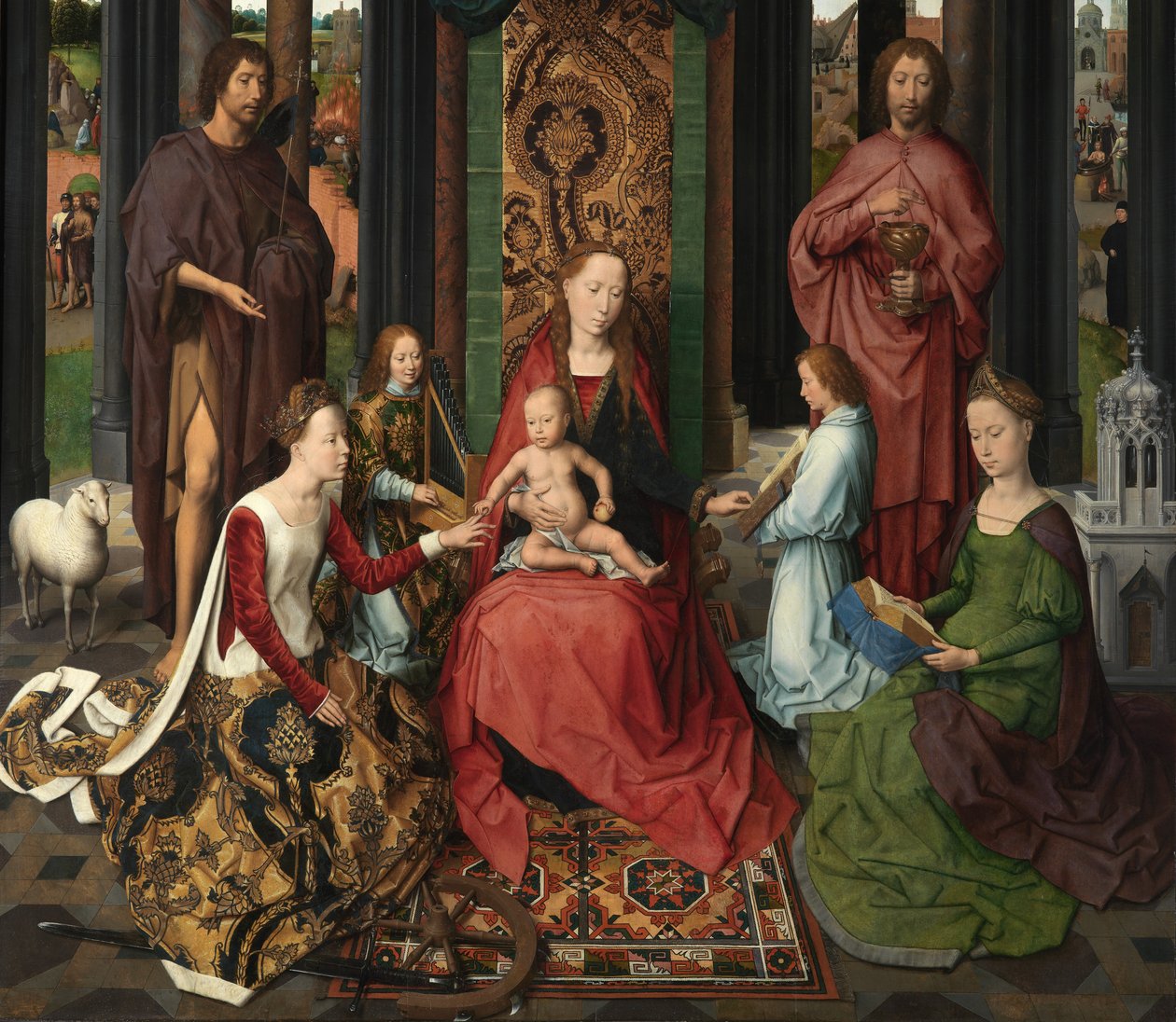 Detalj av sentralpanelet til Triptych of Saint John the Baptist og Saint John the Evangelist av Hans Memling
