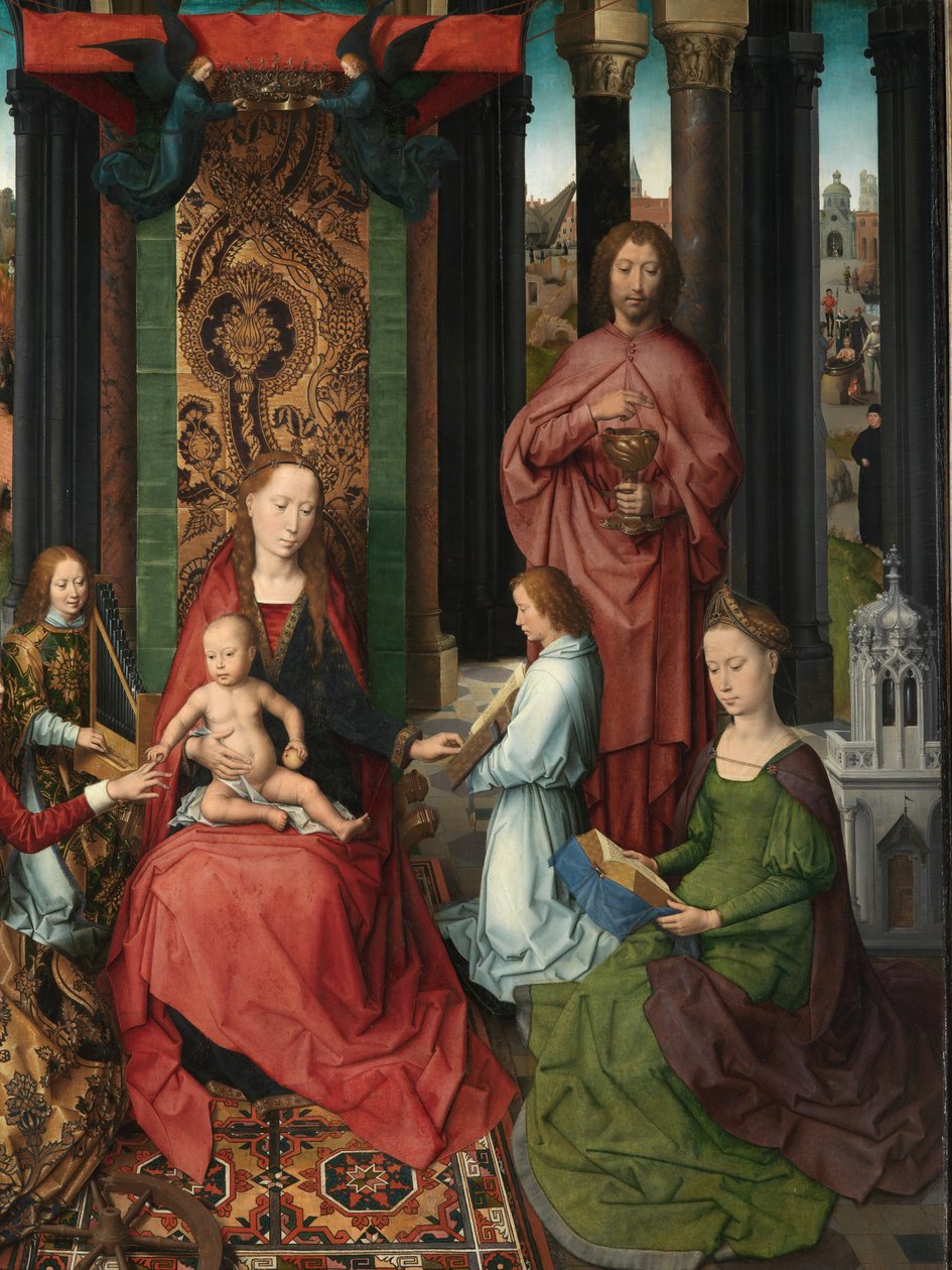 Detalj av sentralpanelet til Triptych of Saint John the Baptist og Saint John the Evangelist av Hans Memling