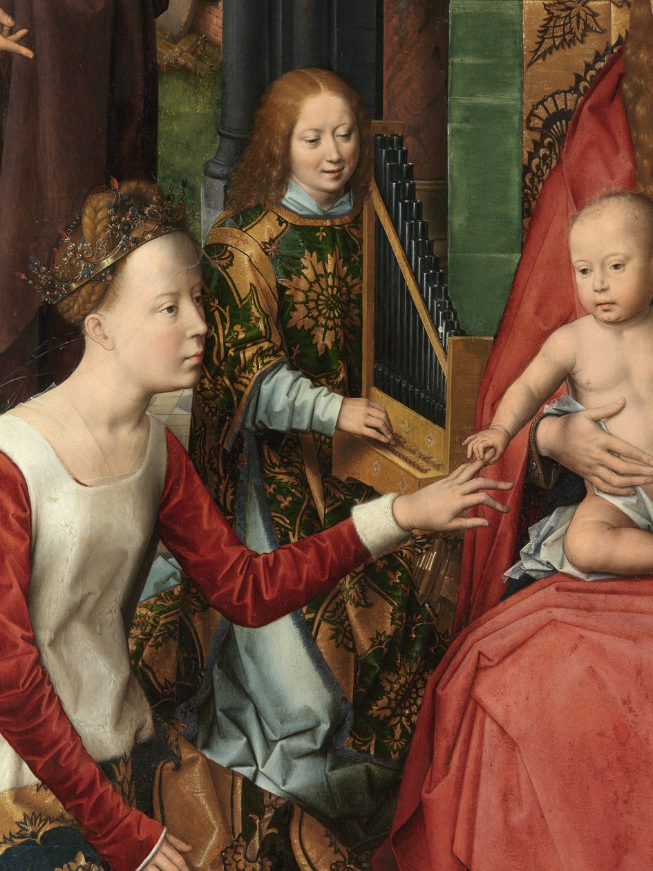 Detalj av sentralpanelet til Triptych of Saint John the Baptist og Saint John the Evangelist av Hans Memling