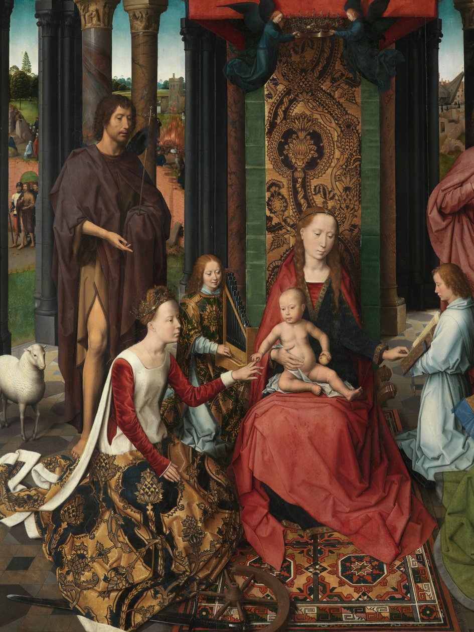 Detalj av sentralpanelet til Triptych of Saint John the Baptist og Saint John the Evangelist av Hans Memling