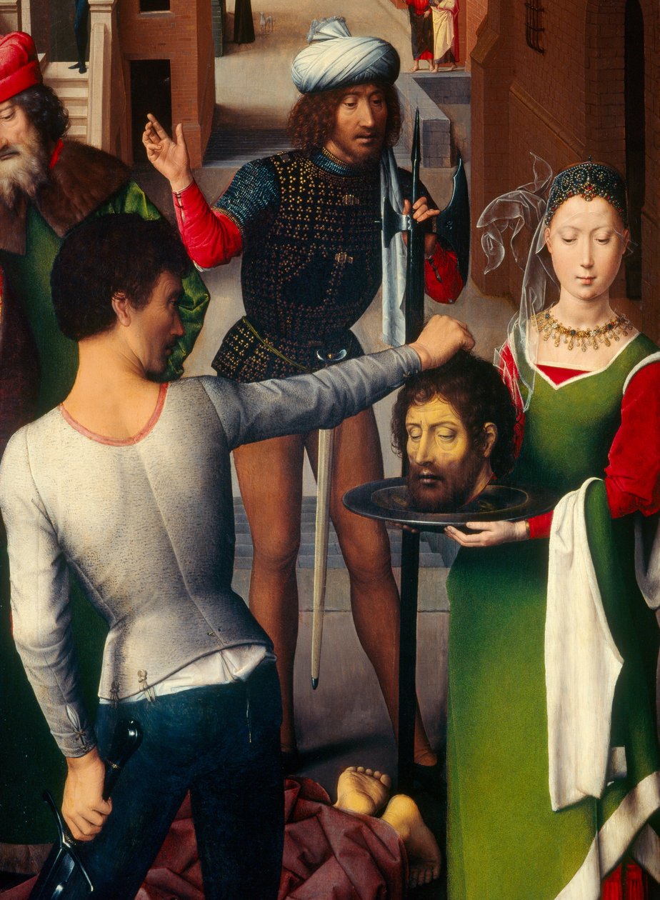 Detalj av venstre panel av Triptych of Saint John the Baptist og Saint John the Evangelist av Hans Memling