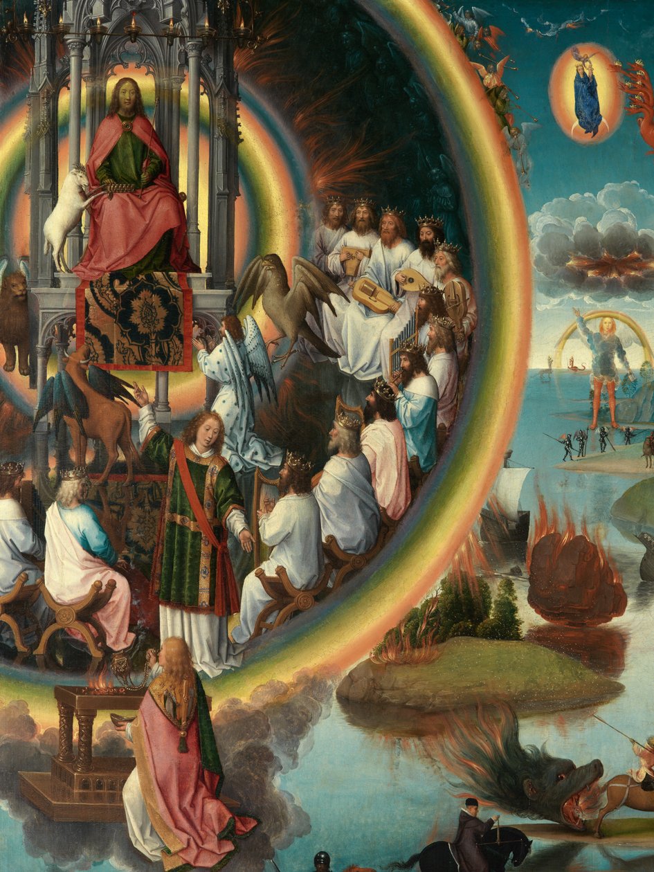 Detalj av høyre panel av Triptych of Saint John the Baptist og Saint John the Evangelist av Hans Memling