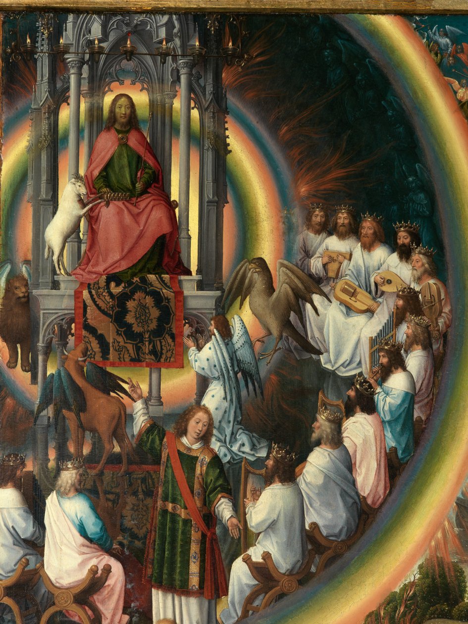 Detalj av høyre panel av Triptych of Saint John the Baptist og Saint John the Evangelist av Hans Memling