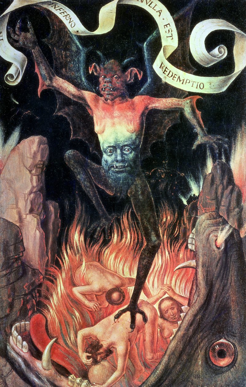 Helvete, høyre panel fra Triptych of Earthly Vanity and Divine Salvation, ca. 1485 av Hans Memling