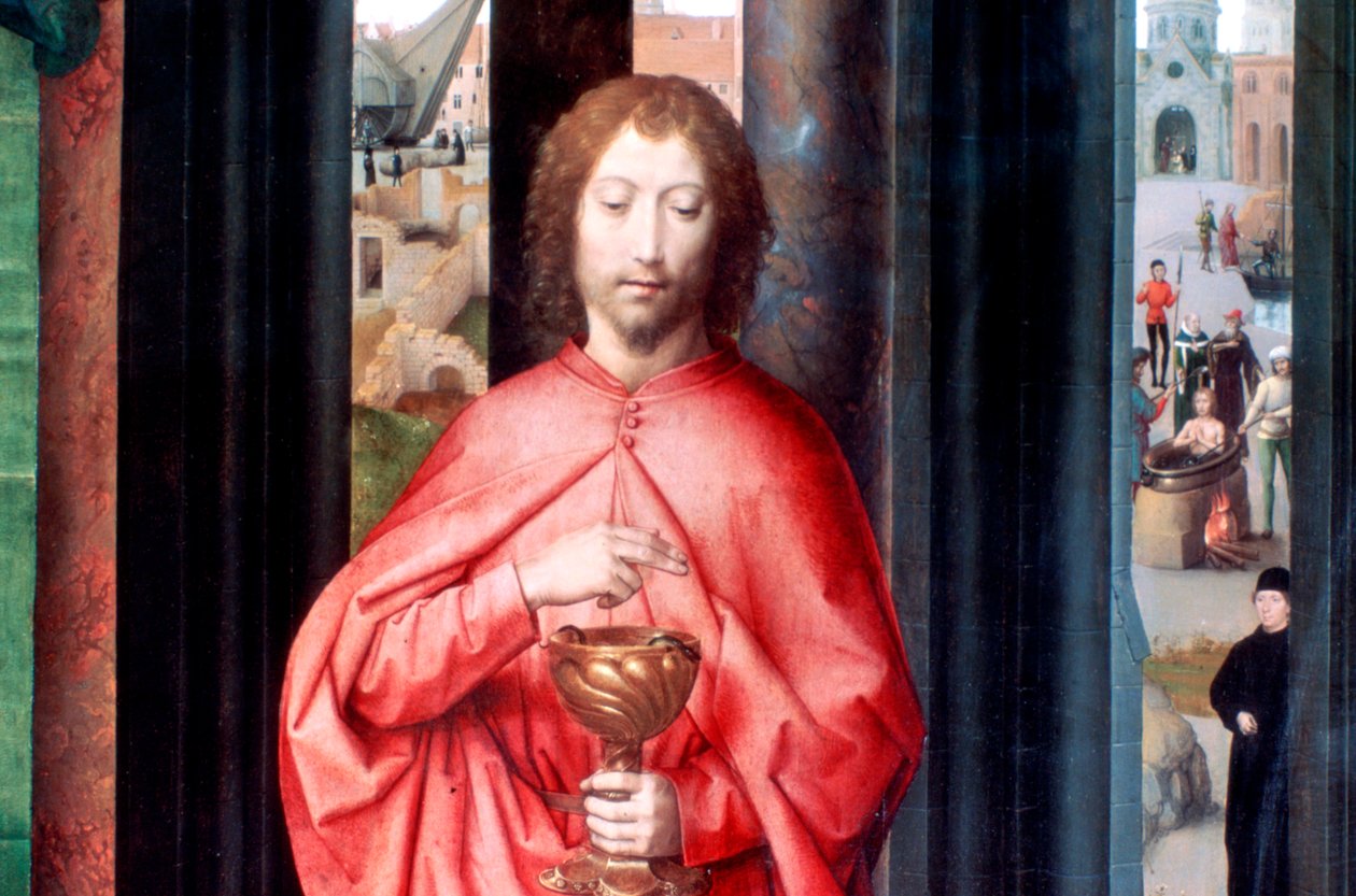 Mystisk ekteskap av St. Catherine og andre hellige, detalj, c1453-1494 av Hans Memling