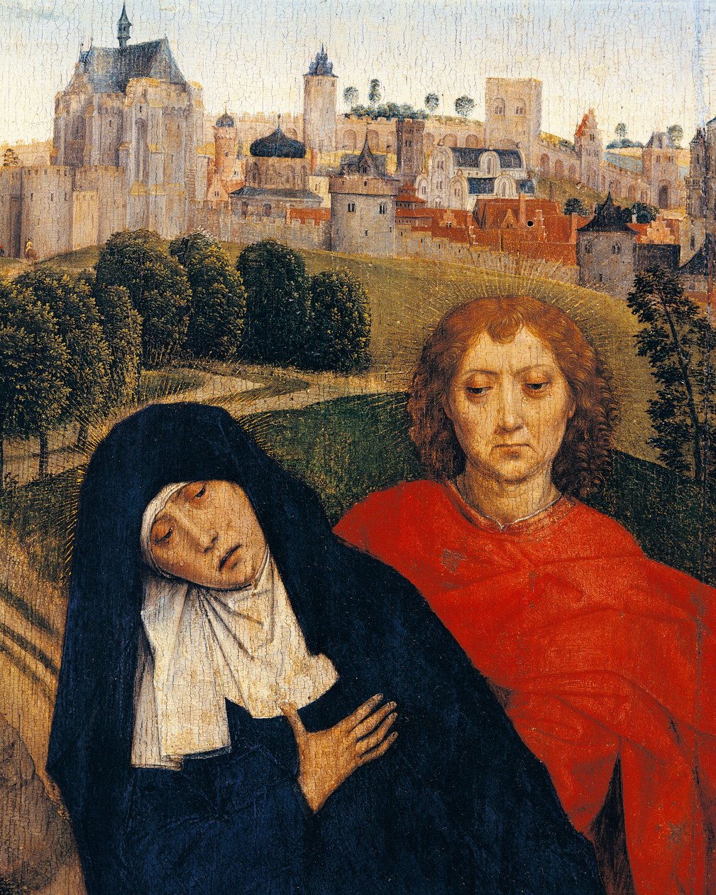 Vår Frue av sorger, detalj fra korsfestelsen av Hans Memling (cirka 1430-1494) av Hans Memling