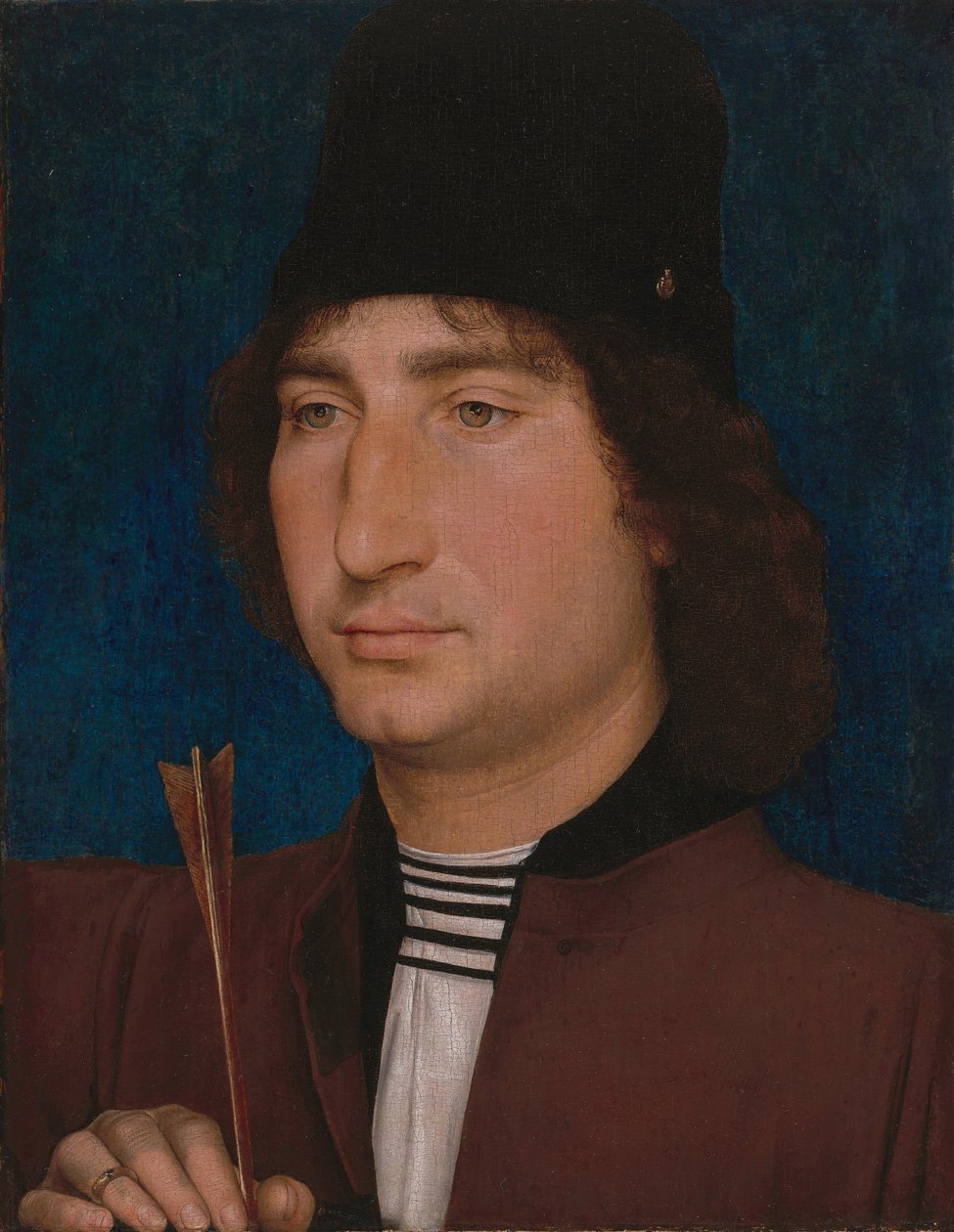 Portrett av en mann med en pil av Hans Memling